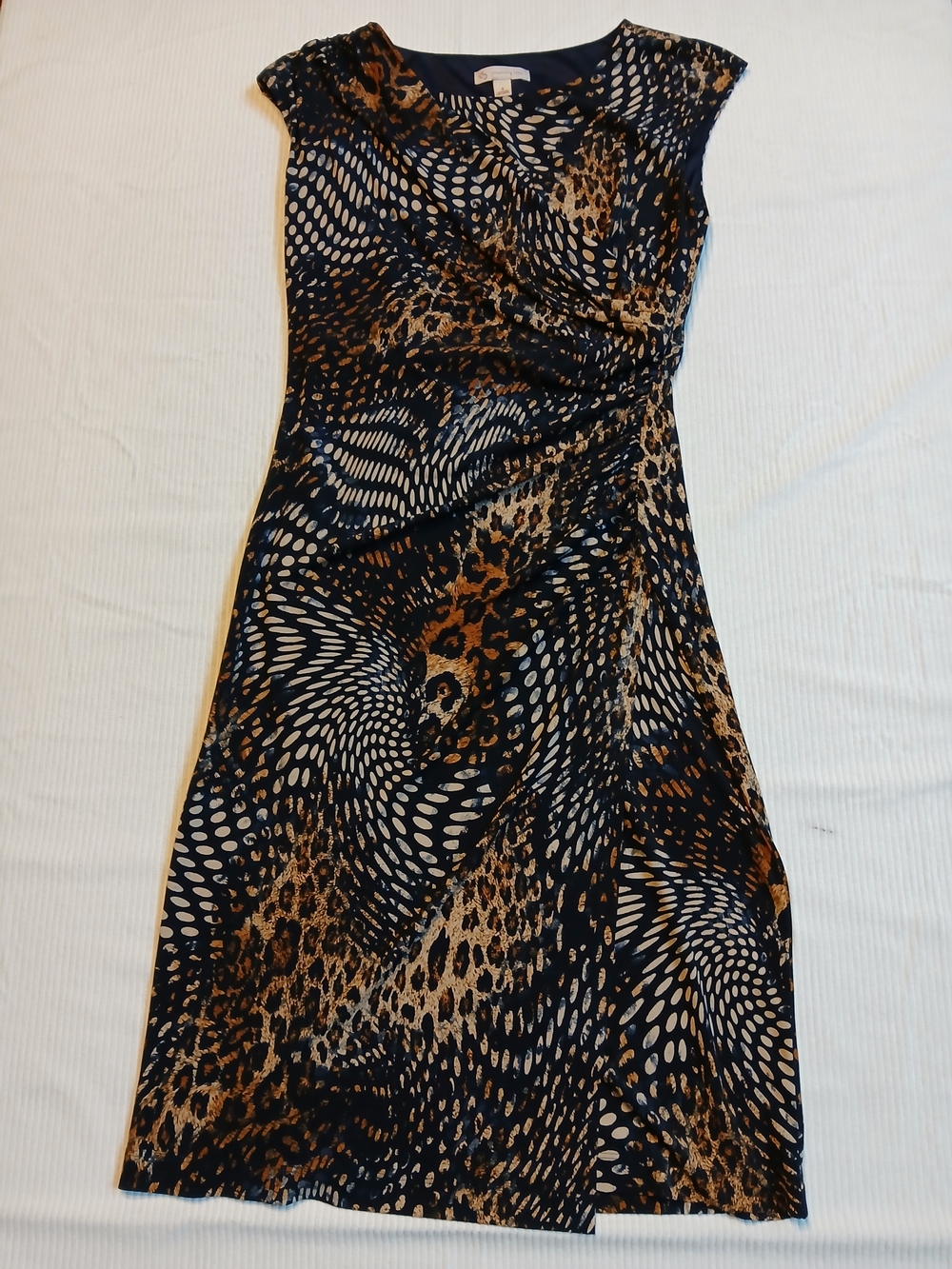 Dress Barn Women's Leopard Print Midi Dress Size 4 Wrap Style Bottom - Picture 1 of 9